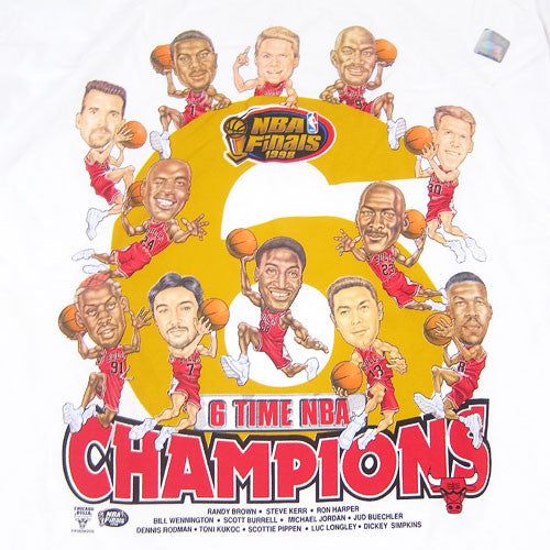 VINTAGE CHICAGO BULLS 6 TIME NBA CHAMPIONS T-SHIRT BY