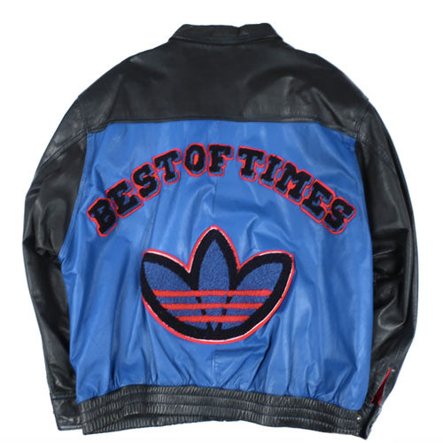Vintage Adidas Best Of Times Leather Jacket RUN DMC Hip Hop Rap ...