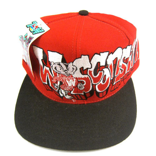 Vintage Wisconsin Badgers Wild Style Snapback Hat NWT For All To