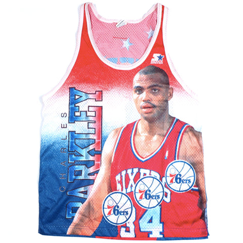 Vintage Charles Barkley Philadelphia Sixers Starter Tank Top Jersey