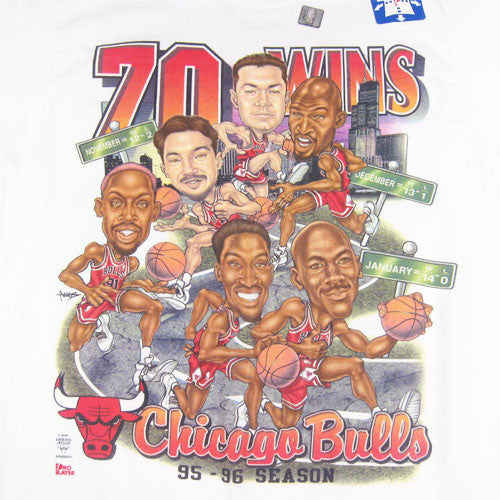 Vintage Chicago Bulls 1996 Jordan Caricature T-shirt Pippen NBA