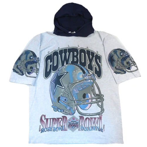 Vintage Dallas Cowboys 1993 Hooded T-shirt NFL Football 90s Super