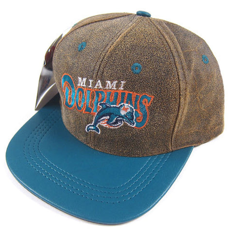 Vintage Miami Dolphins Leather Snapback Hat