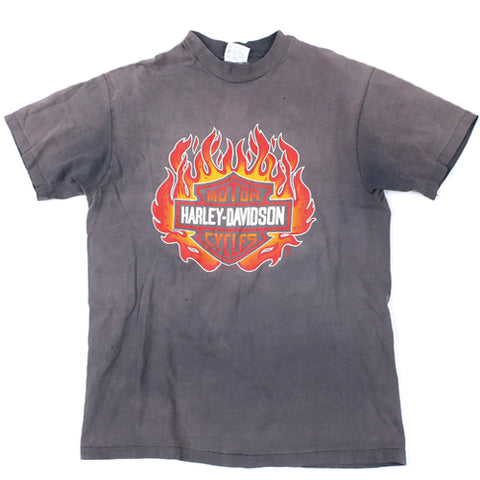 Vintage Harley Davidson Flaming Skulls Pocket T-Shirt 80s