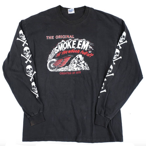 Vintage Harley Davidson Long Sleeve T-Shirt Motorcycle 90s Skulls 