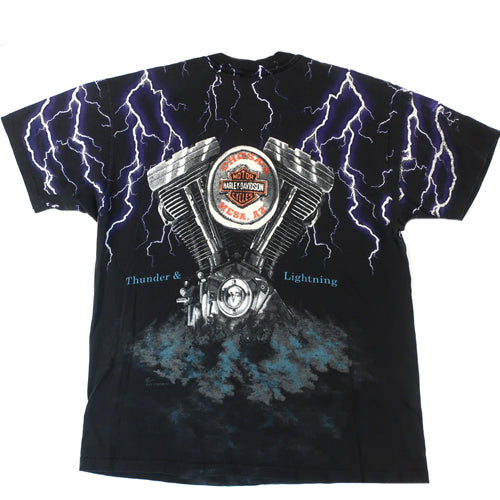 Vintage Harley Davidson Thunder Lightning T-shirt Biker Motorcycle