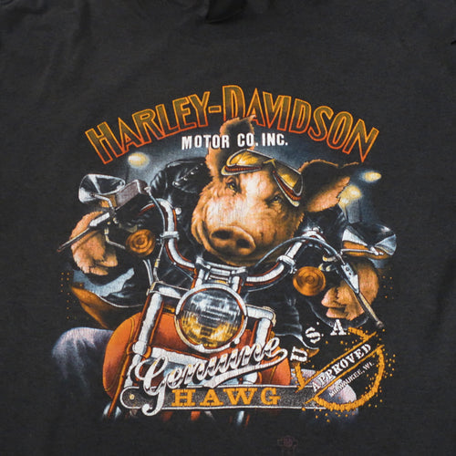 Vintage 3D Emblem Harley Davidson Hawg T-Shirt 1989 Trucker – For