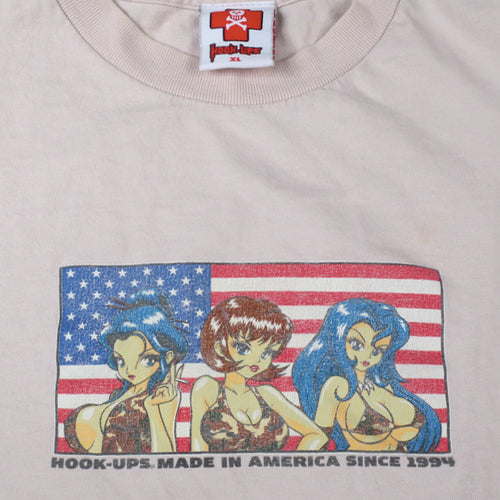 Vintage Hook-Ups T-Shirt 90s Skate Skateboard USA Flag – For All To Envy