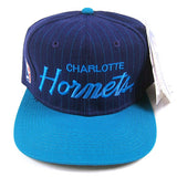 Vintage Charlotte Hornets Script Snapback Hat NWT