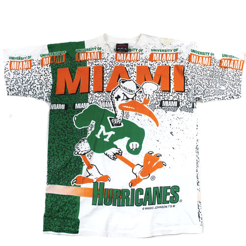 Vintage Miami Hurricanes University Magic Johnson T's T-shirt AOP 
