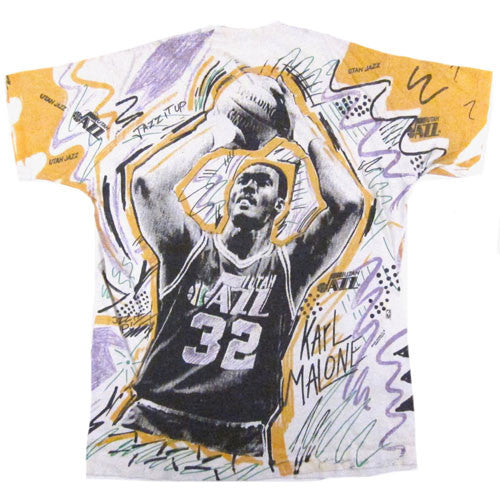 Lot Detail - 1990s Karl Malone Game Used Utah Jazz Warm Up Shirt (Meza LOA)
