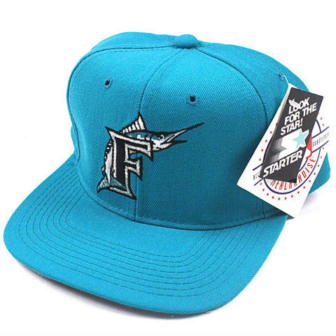 Vintage Snapback Snap Back Hat Florida Marlins Starter Teal Logo 90's Wool  New With Tags NWT MLB Baseball Miami – For All To Envy