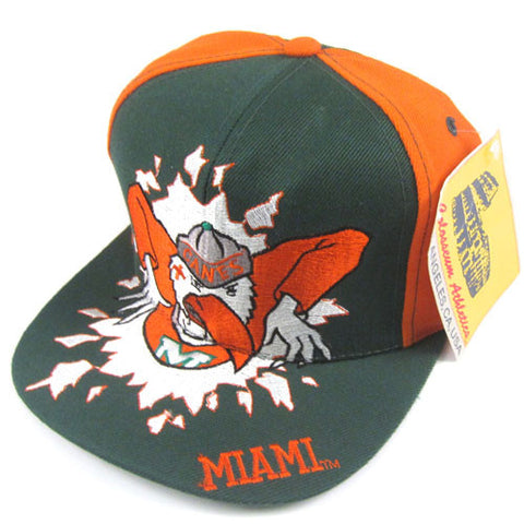Vintage Miami Hurricanes Mascot Snapback Hat NWT