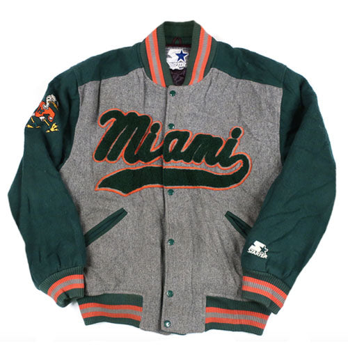 MIAMI HURRICANES Vtg 90s Starter Hooded Jacket Sz M