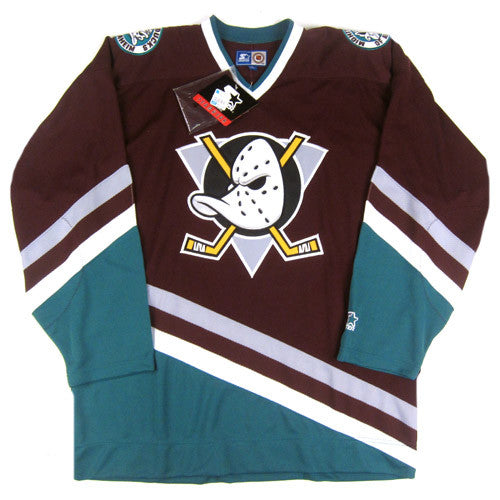 Anaheim Mighty Ducks Vintage 90s Starter Hockey Jersey White and