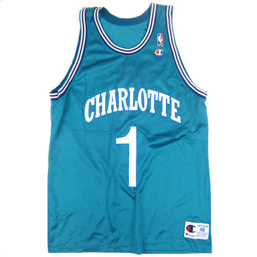 Vintage Muggsy Bogues Charlotte Hornets Champion Jersey 90s NBA Basketball For All To Envy