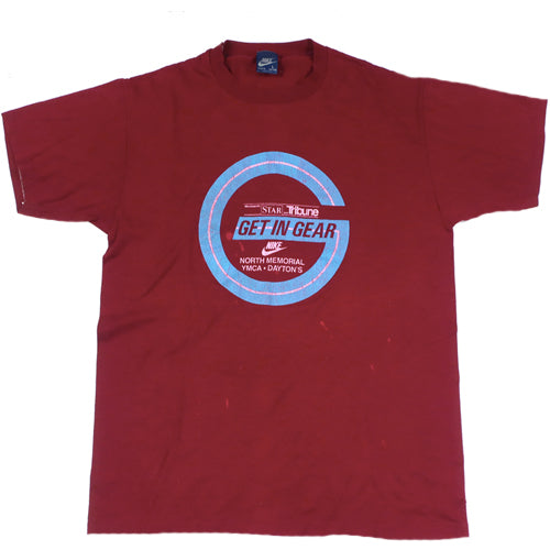 80s running gear Vintage Nike Get In Gear Blue Tag T-shirt Run Running Marathon 80s – For All To Envy