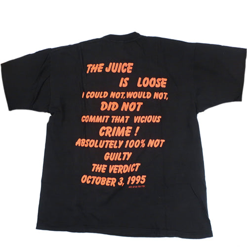 90sビンテージFREE O.J SIMPSON TシャツRAPTEES NFL vtg 90s FREE OJ SIMPSON PRAY DON'T SQUEEZE JUICE PROTEST NFL