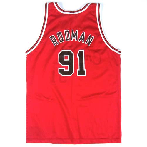 Vintage DENNIS RODMAN #91 Chicago Bulls Champion Jersey Red Size