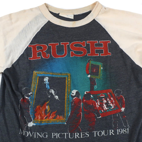 Rock Vintage Pictures Moving Raglan For 1981 RUSH T-shirt Band All Tour Envy To –