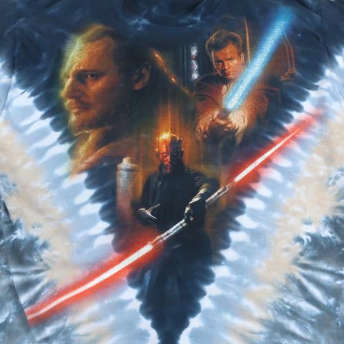 Vintage Star Wars Episode 1 T-shirt Darth Maul Liquid Blue