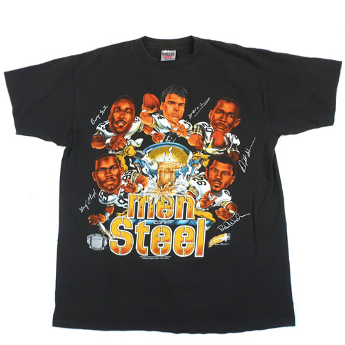 Vintage Men of Steel Pittsburgh Steelers T-shirt 90s NFL Football  Caricature – For All To Envy
