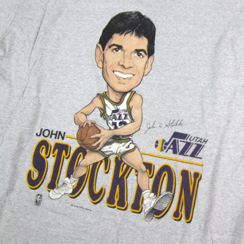 Vintage John Stockton Utah Jazz Caricature T-shirt NBA Basketball