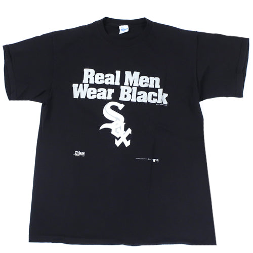 90s Chicago White Sox Wrap Around Black Vintage T-shirt Youth 