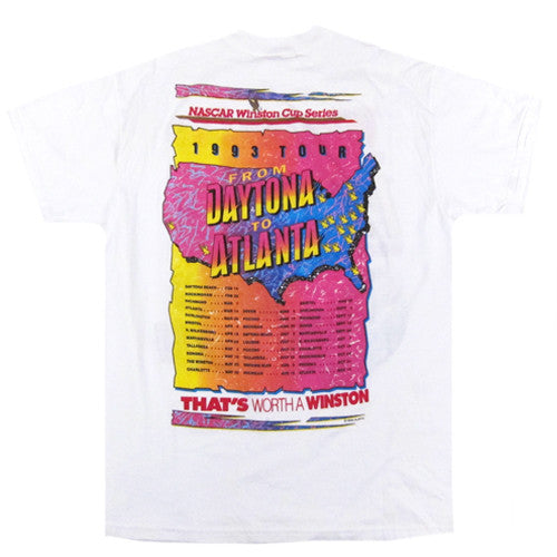 T-shirt Vintage Anni ‘90 Winston Cup NASCAR Drag Racing, Bianca Taglia XL Uomo, Nuova Con Etichetta