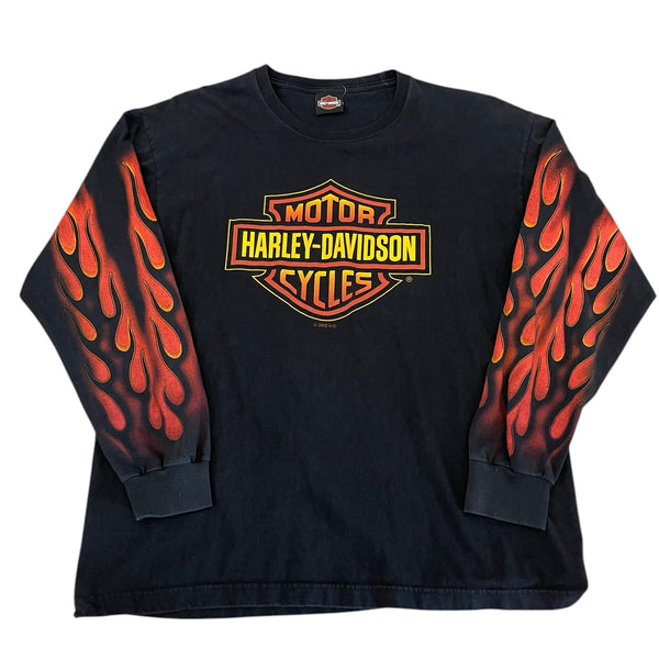 Vintage Harley Davidson Flames Long Sleeve T-shirt