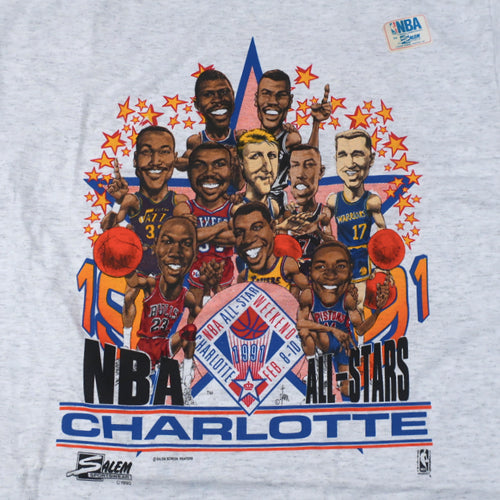 Vintage 1991 NBA All Star Weekend Tshirt Basketball Jordan Magic Bird
