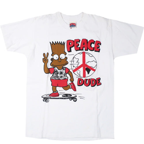 Vintage Bootleg Bart Simpson Peace Dude Skateboarding T-shirt