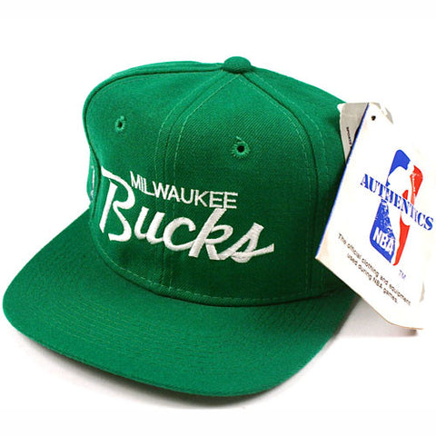 Vintage Milwaukee Bucks script snapback hat NWT