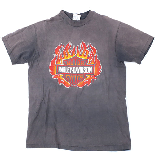冬ギフト  Vintage 80s T-Shirt Pocket Skulls Flaming Davidson Harley トップス