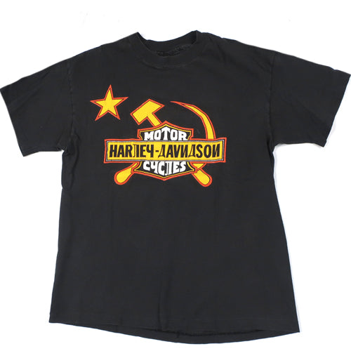 Vintage Harley Davidson Moscow Russia T-shirt Motorcycle 90s Rock 