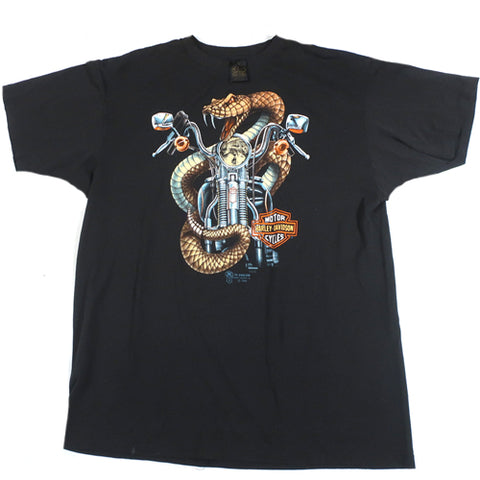 Vintage 3D Emblem Harley Davidson Snake T-Shirt