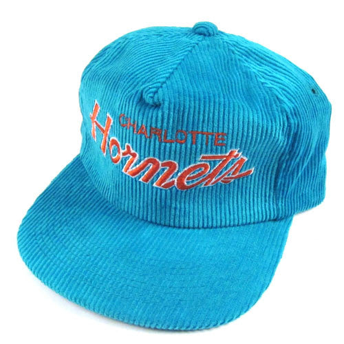 Vintage Charlotte Hornets Corduroy Script Snapback Hat