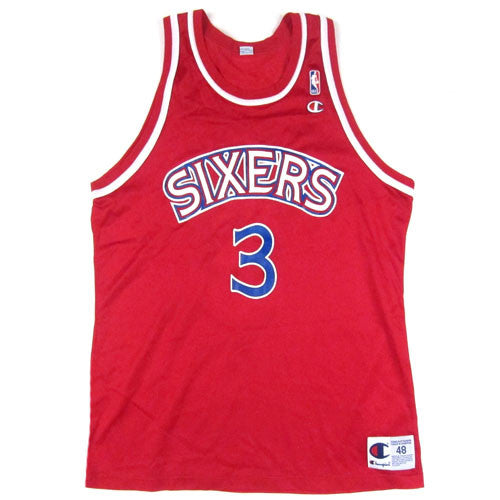 VINTAGE MADE IN USA CHAMPION SIXERS #3 IVERSON EMBROIDERED