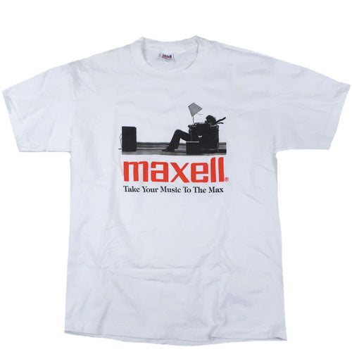 トップス MAXELL PARODY BLOWN AWAY... WHITE Altru Men's Maxell Blown Away Guy Graphic Tee White Cotton