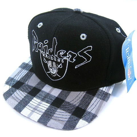 Vintage LA Raiders Plaid Brim Snapback Hat NWT