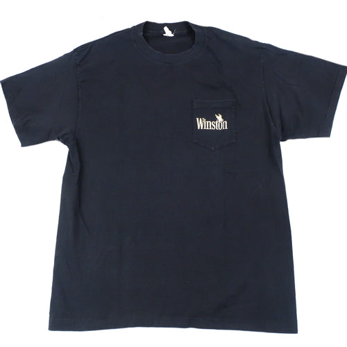 90s USA製 Winston タバコ vintage T-shirt USA製 90s WINSTON Print Pocket S/S Tee 黒 XL ウィンストン